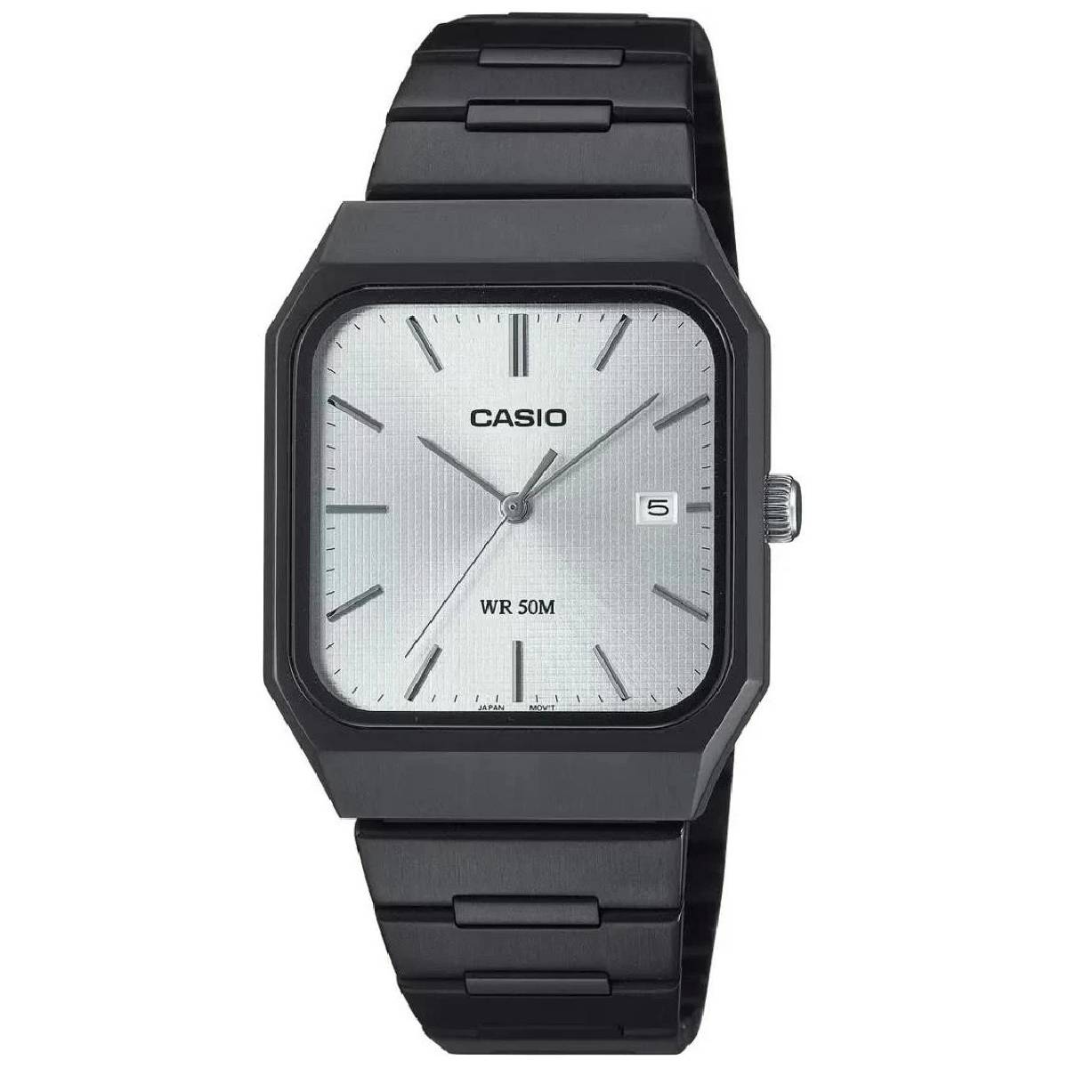 Casio MTP-B185B-7A Analog Watch Black Ion-Plated Stainless Steel Silver Dial