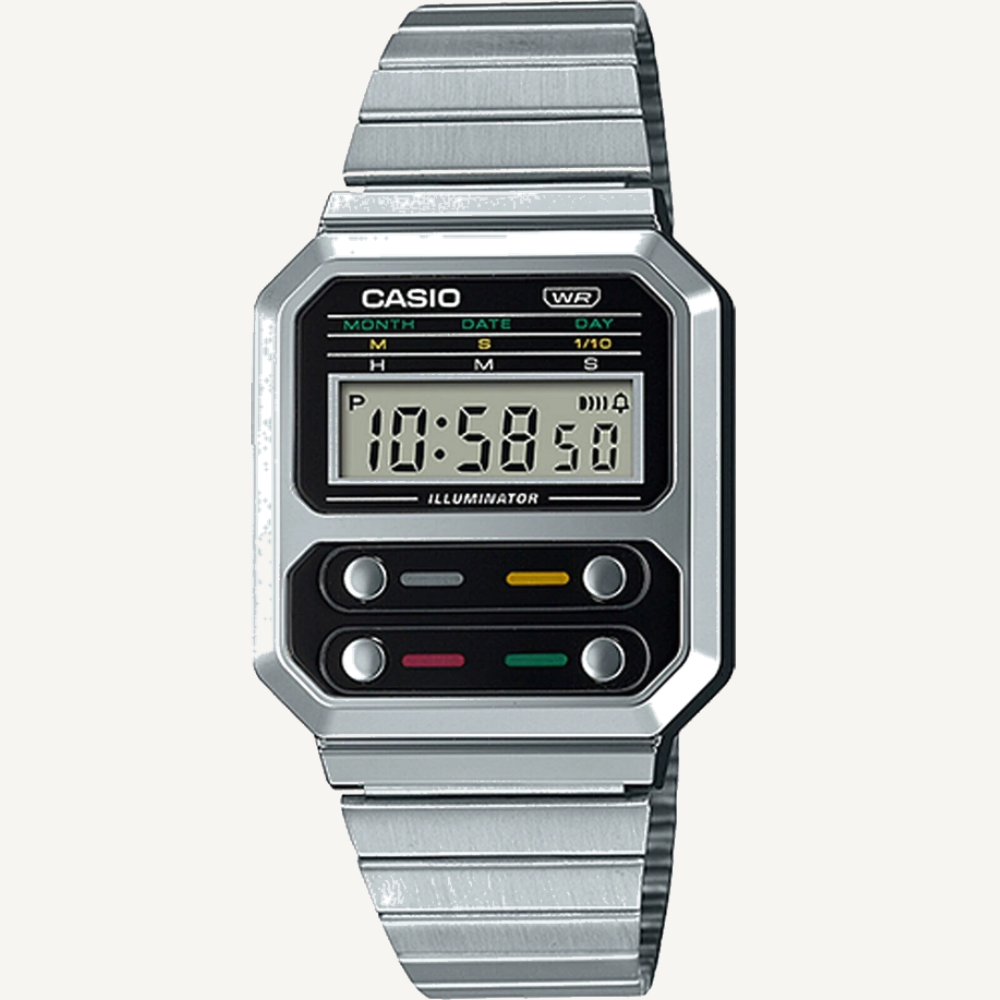 Casio A100WE-1A Black and Silver Vintage Digital Watch