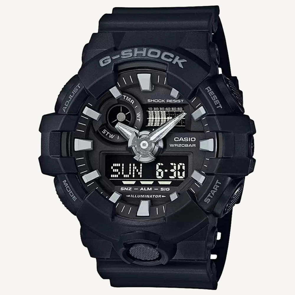 Casio GA700-1B Men's Watch G-Shock Quartz Black Analog-Digital Dial Resin Strap