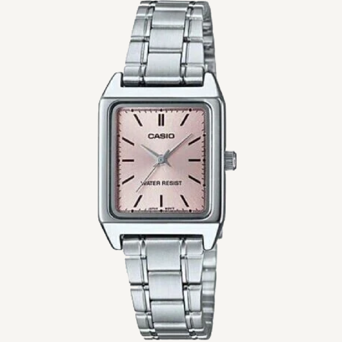 Casio LTP-V007D-4E Pink Dial Rectangular Stainless Steel Watch