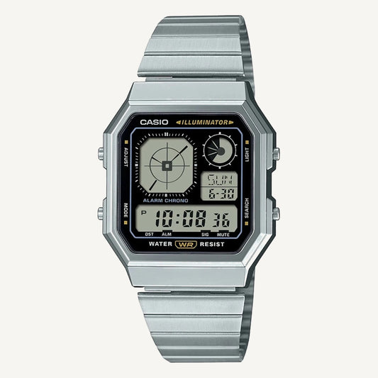 Casio A130WE-1A Silver Vintage Ana-Digital Watch