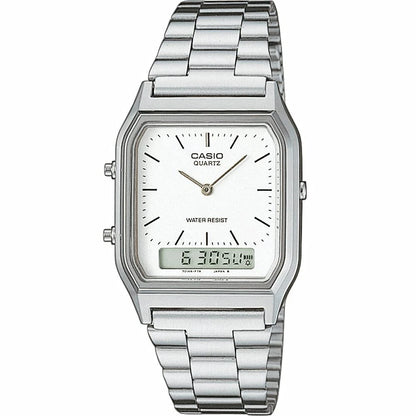 Casio AQ230A-7D Vintage Analog Digital Watch Silver Stainless Steel
