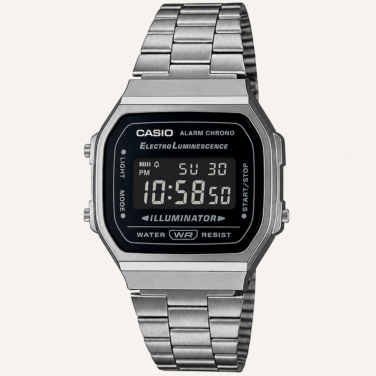 Casio A168WGG-1B Vintage Digital Watch Black Dial Gunmetal Stainless Steel