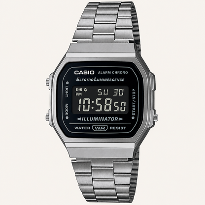 Casio A168WGG-1B Vintage Digital Watch Black Dial Gunmetal Stainless Steel