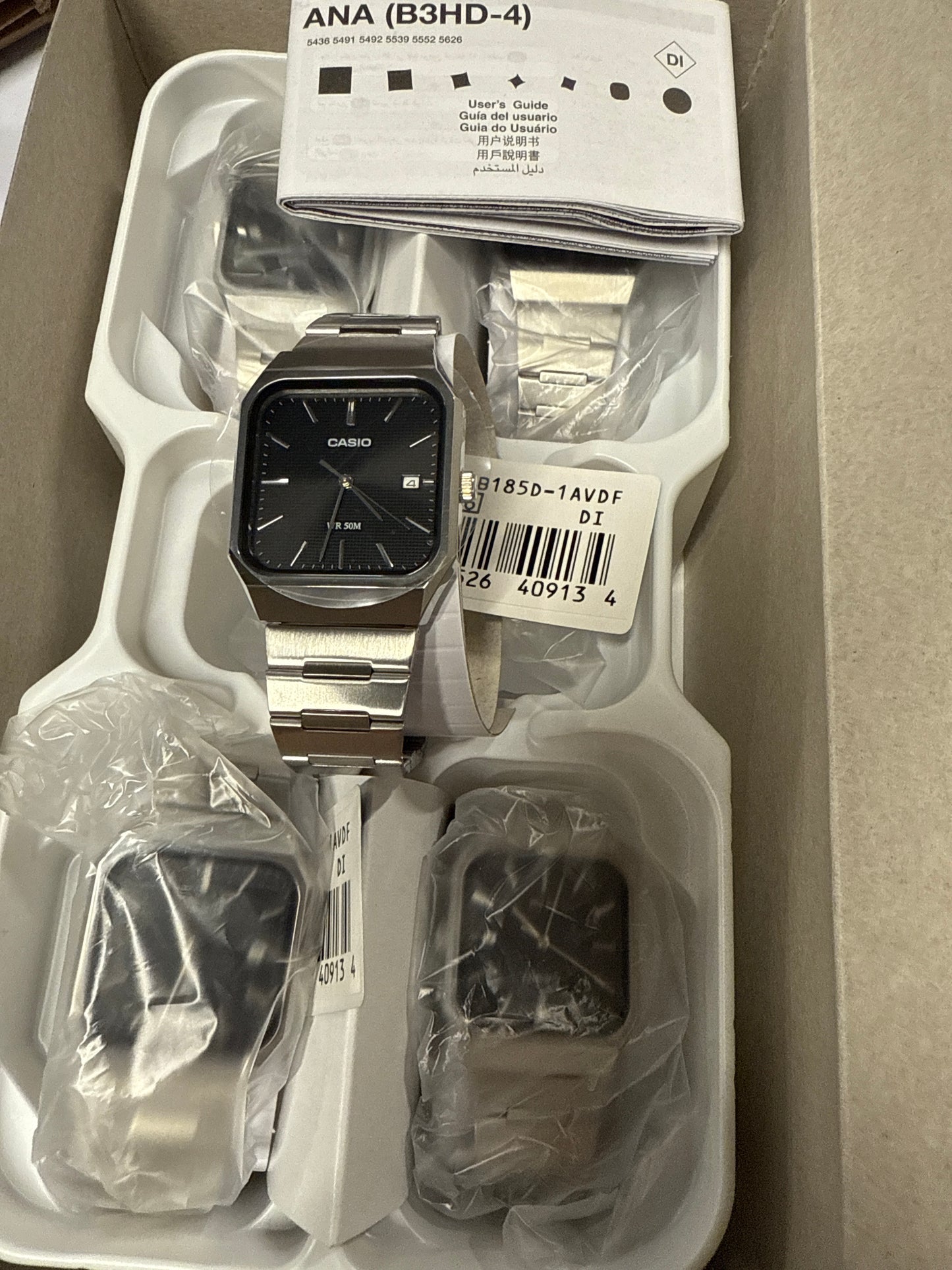 Casio MTP-B185D-1A Analog Watch Black Dial Stainless Steel