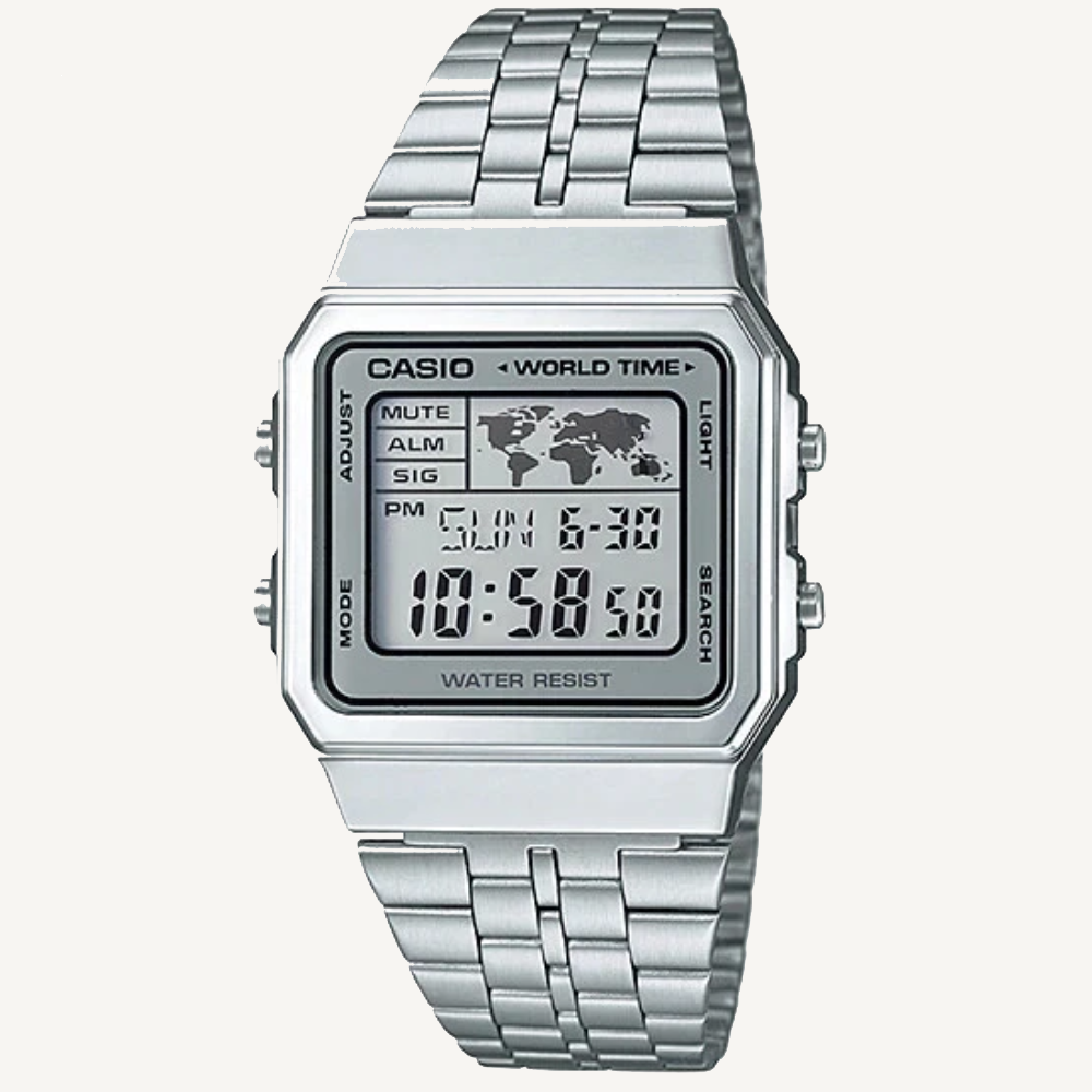 Casio A500WA-7D Silver Vintage Digital Watch Stainless Steel