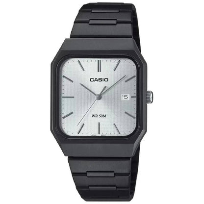 Casio MTP-B185B-7A Analog Watch Black Ion-Plated Stainless Steel Silver Dial