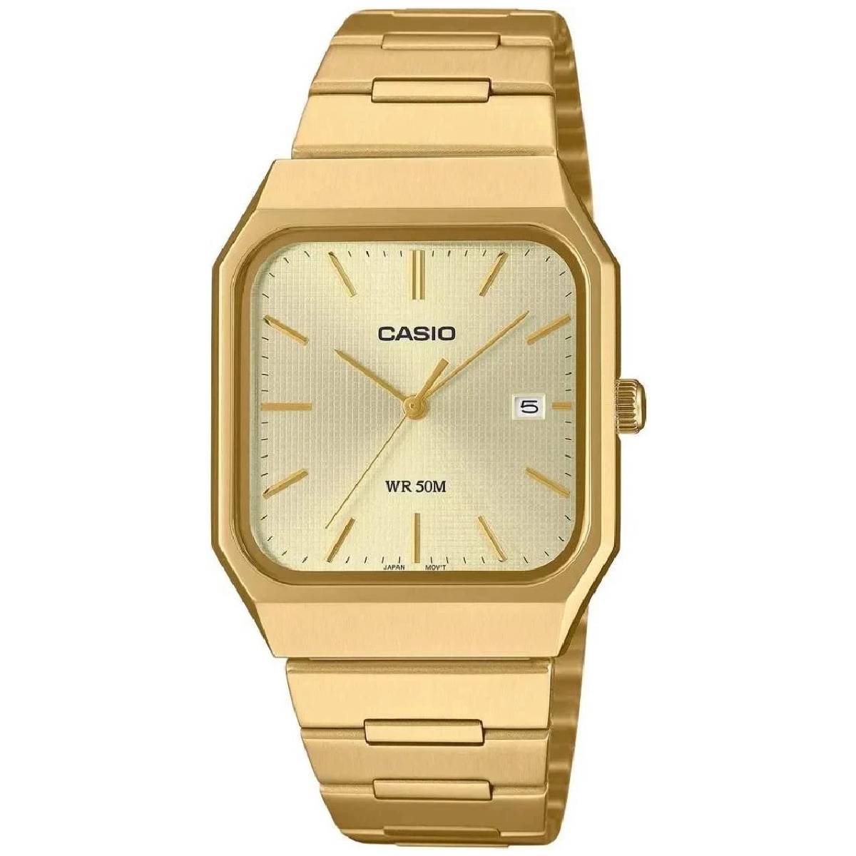 Casio MTP-B185G-9A Analog Watch Gold Dial Gold Tone Stainless Steel