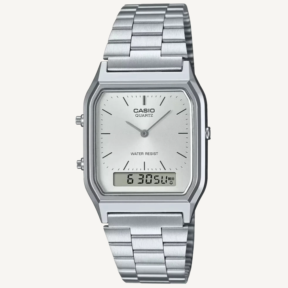 Casio AQ230A-7A Silver Stainless Steel Ana-Digi Vintage Watch