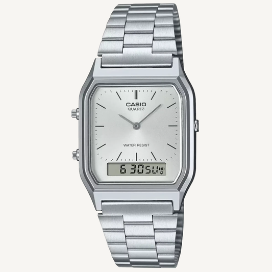 Casio AQ230A-7A Silver Stainless Steel Ana-Digi Vintage Watch