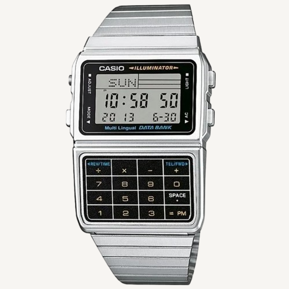 Casio DBC611-1D Databank Calculator Watch — Silver