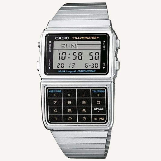 Casio DBC611-1D Databank Calculator Watch — Silver