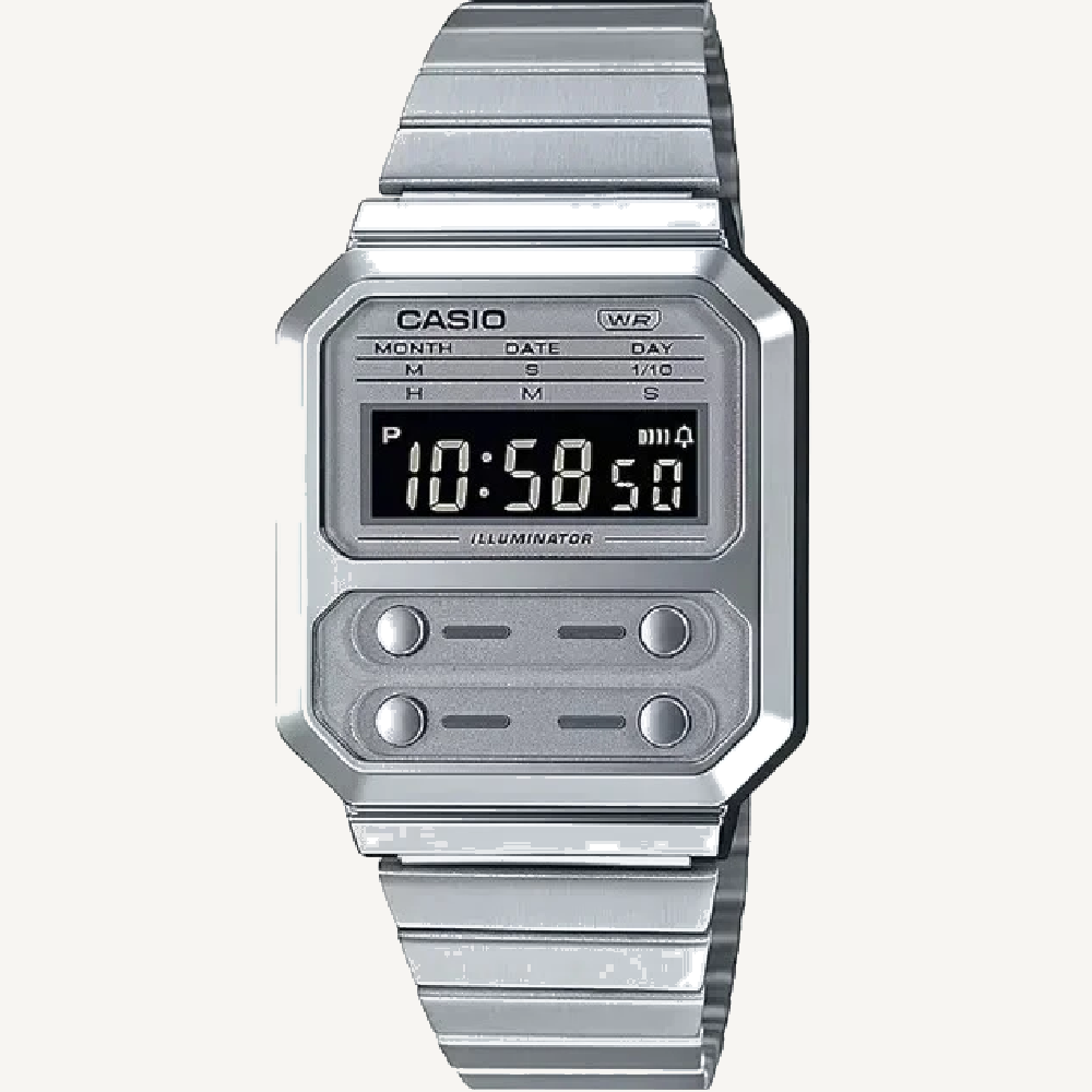 Casio A100WE-7B Silver Vintage Digital Watch