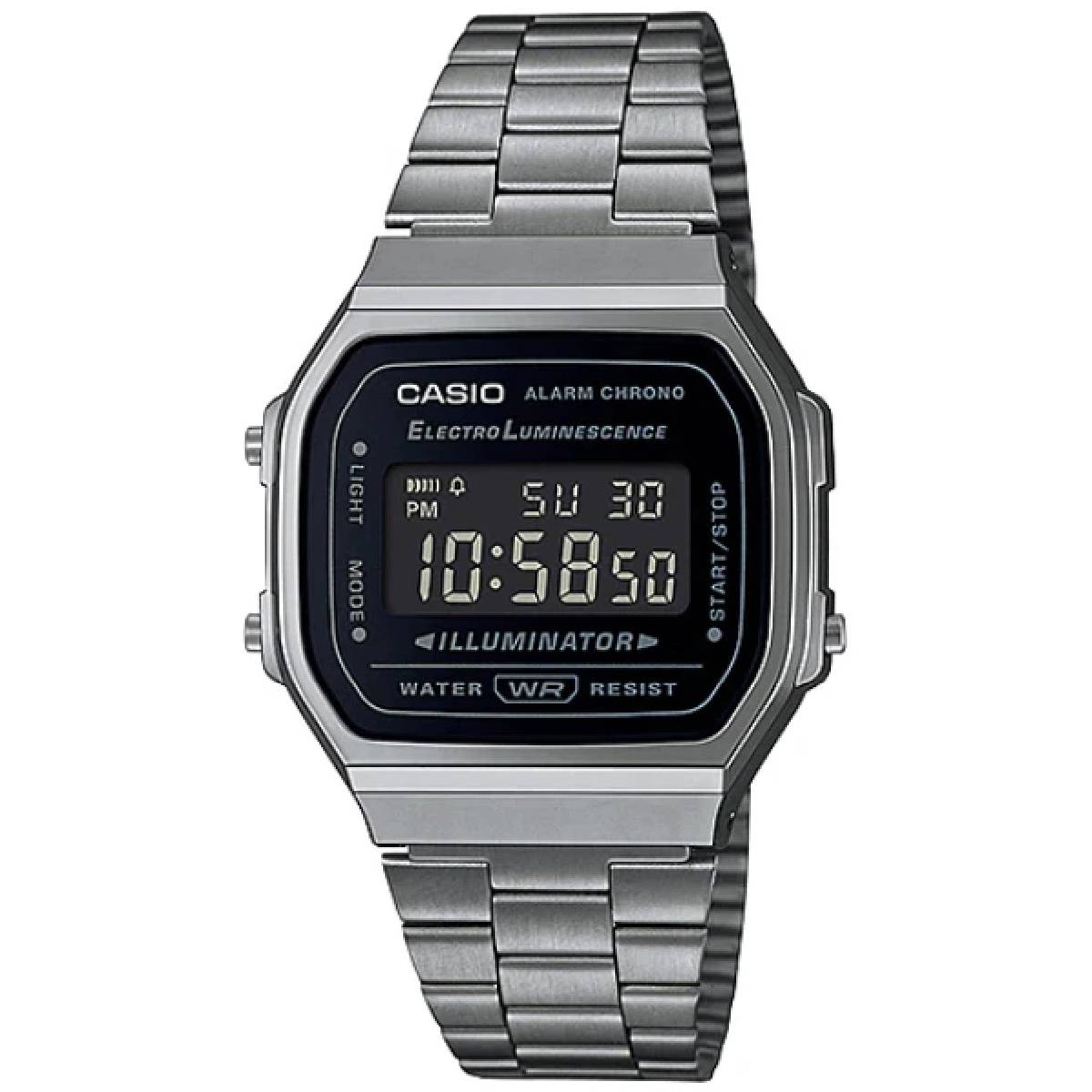Casio A168WGG-1B Vintage Digital Watch Black Dial Gunmetal Stainless Steel