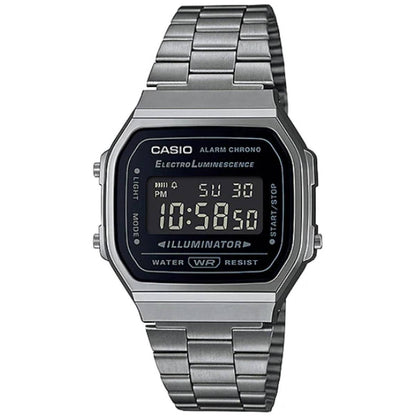 Casio A168WGG-1B Vintage Digital Watch Black Dial Gunmetal Stainless Steel