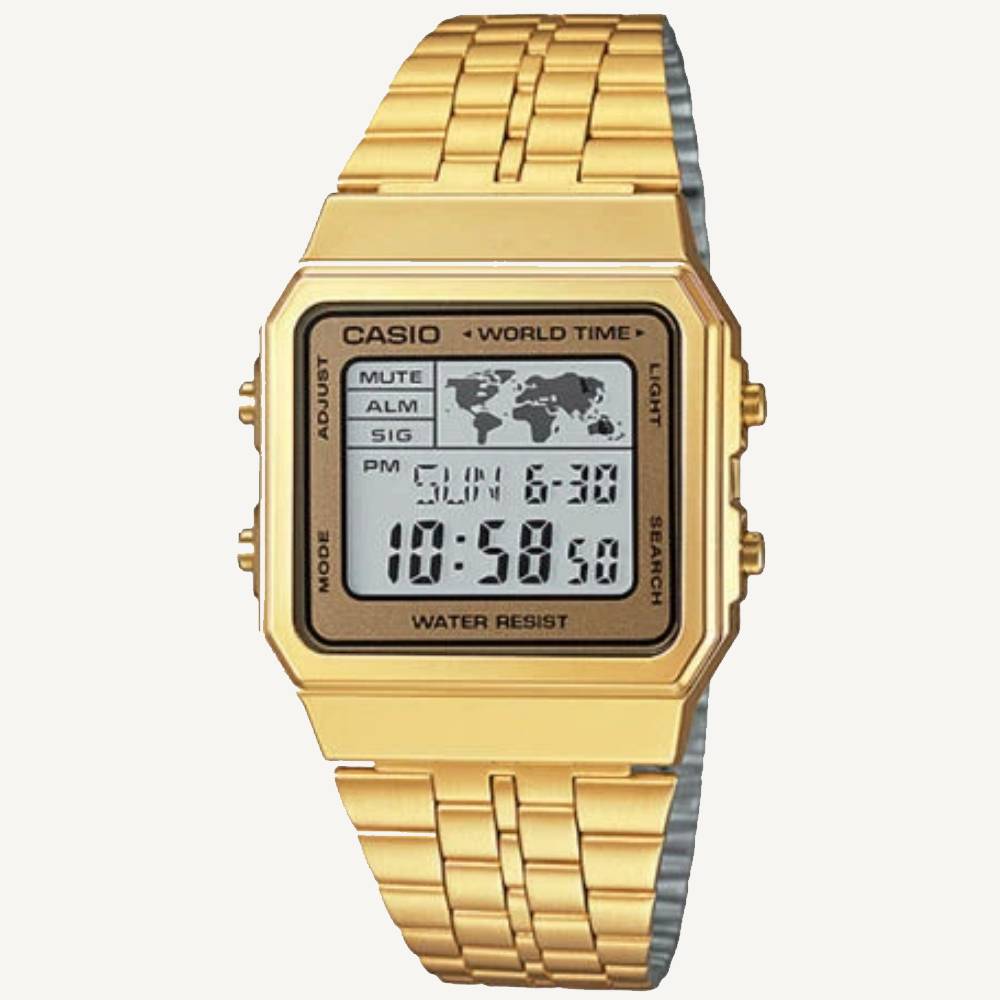 Casio A500WGA-9D Gold Vintage Digital Watch Stainless Steel