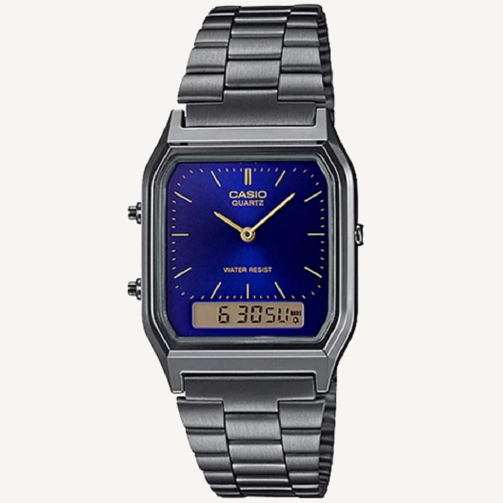 Casio AQ230GG-2A Blue Dial Gunmetal Ana-Digi Watch