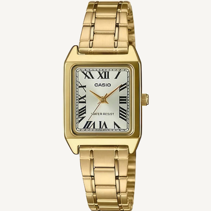 Casio LTP-V007G-9B Gold Tone Rectangular Watch | Classic Roman Dial