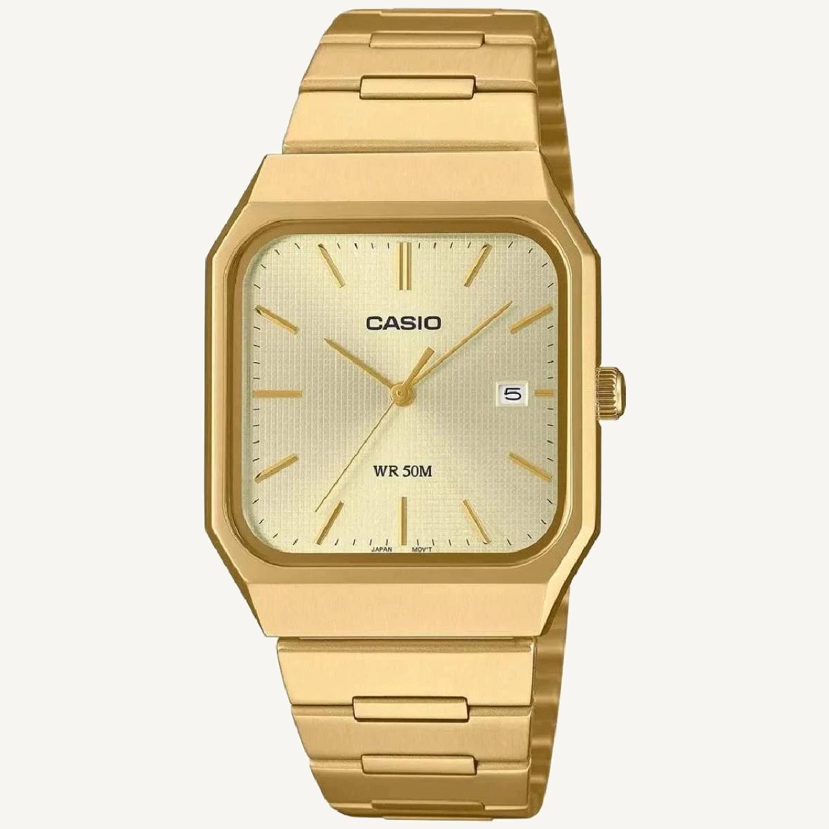 Casio MTP-B185G-9A Analog Watch Gold Dial Gold Tone Stainless Steel