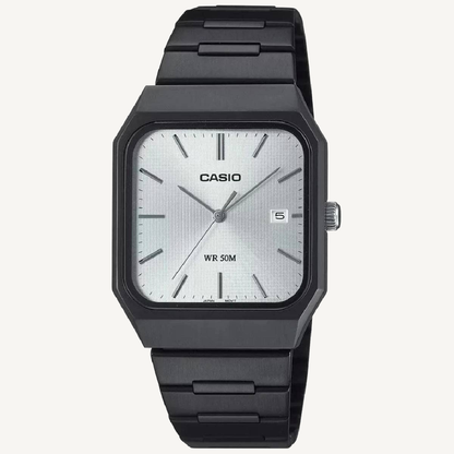 Casio MTP-B185B-7A Analog Watch Black Ion-Plated Stainless Steel Silver Dial