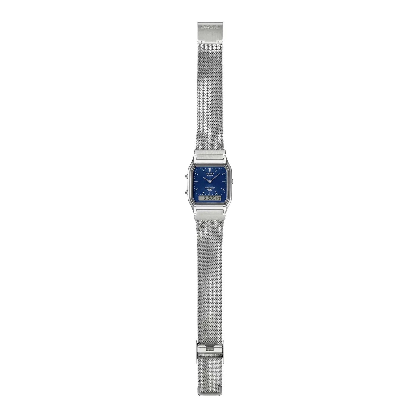 Casio AQ230EM-2A Vintage Analog Digital Watch Blue Dial Stainless Steel