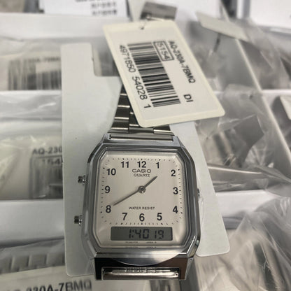 Casio AQ230A-7B Silver Ana-Digi Watch Silver Mesh Band